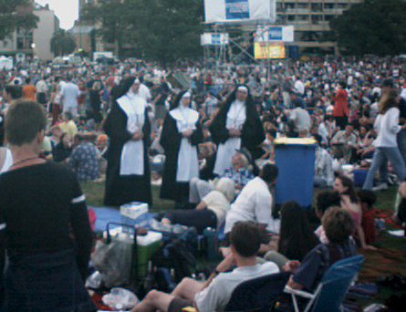 Three nuns, two of them blokes. You can tell we're in Sydney....