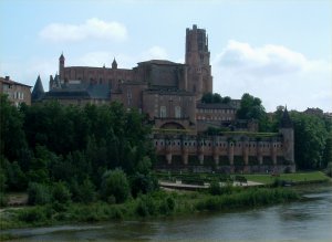 The cathedral looming over the town